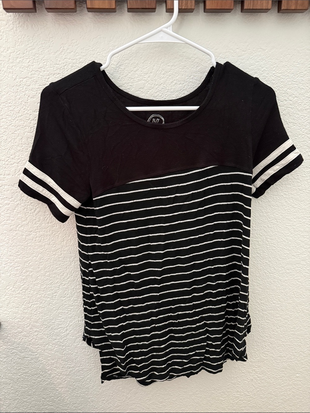 Maurices Black Tee with White Stripes